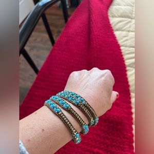 Bracelet Nakomal brand handcrafted artisan wrap bracelet blue stones